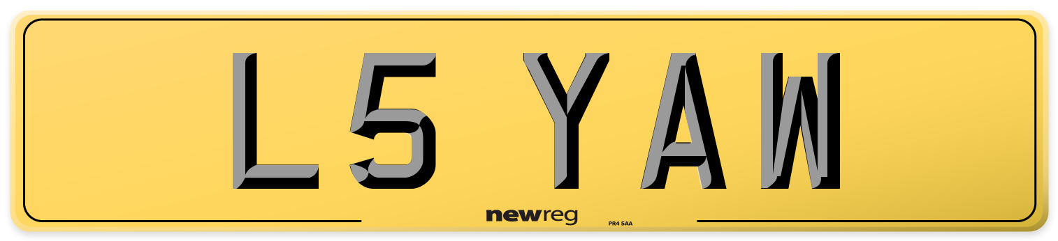 L5 YAW Rear Number Plate