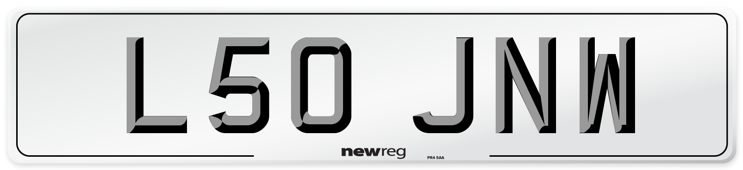 L50 JNW Front Number Plate