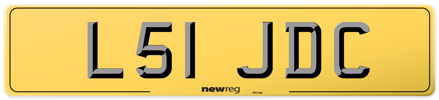 L51 JDC Rear Number Plate