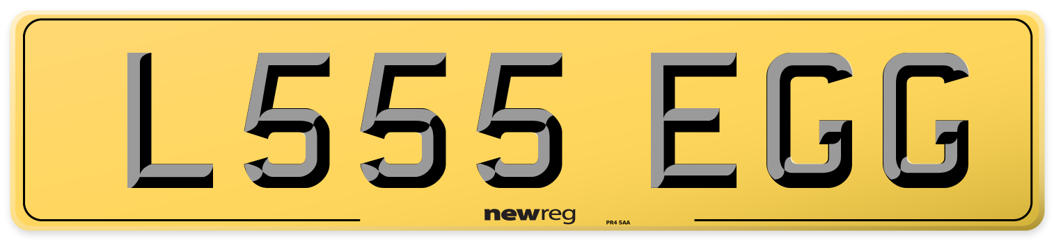 L555 EGG Rear Number Plate