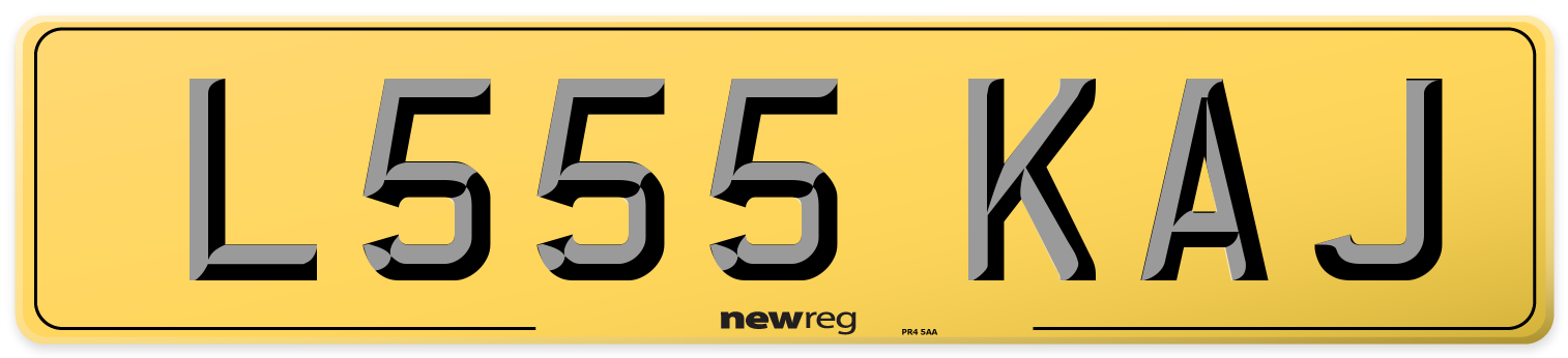 L555 KAJ Rear Number Plate