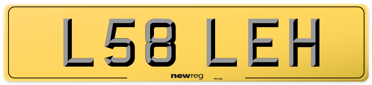 L58 LEH Rear Number Plate