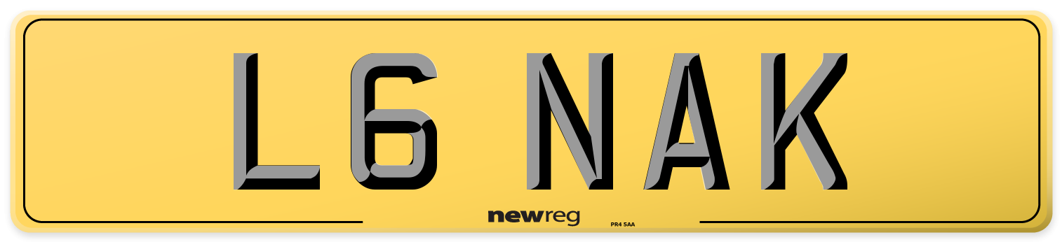 L6 NAK Rear Number Plate