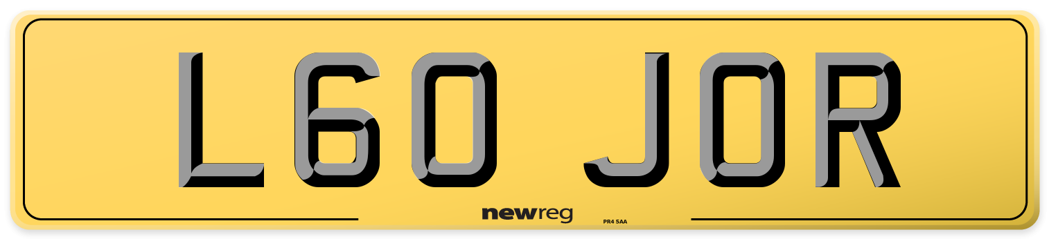 L60 JOR Rear Number Plate