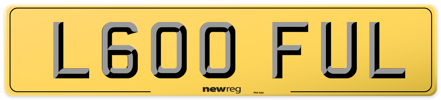 L600 FUL Rear Number Plate