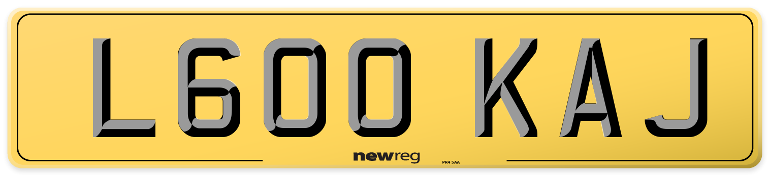 L600 KAJ Rear Number Plate