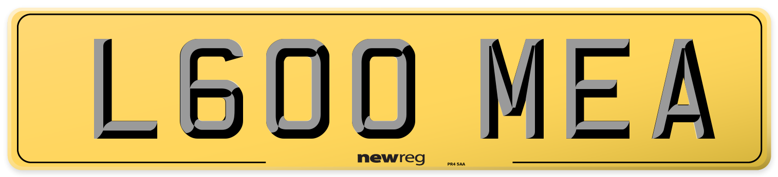 L600 MEA Rear Number Plate