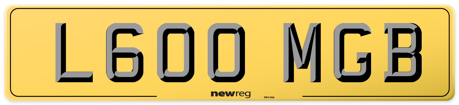 L600 MGB Rear Number Plate