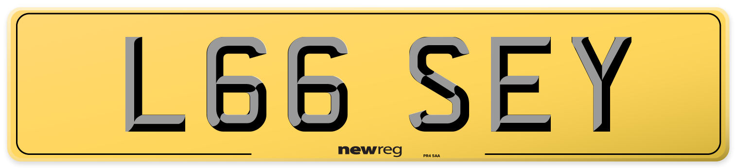 L66 SEY Rear Number Plate