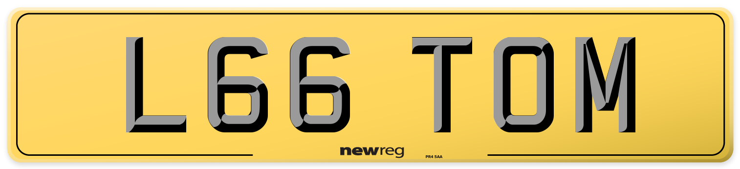 L66 TOM Rear Number Plate