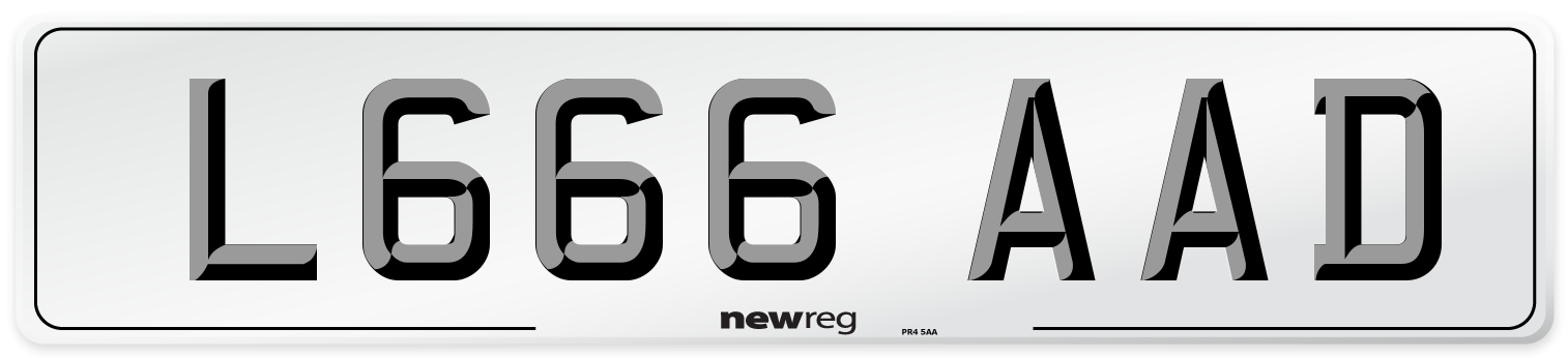 L666 AAD Front Number Plate