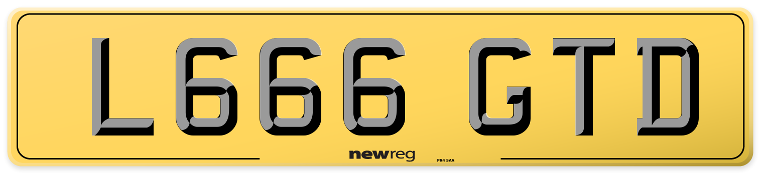 L666 GTD Rear Number Plate