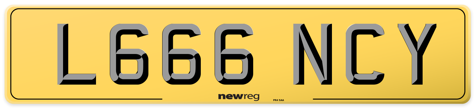 L666 NCY Rear Number Plate