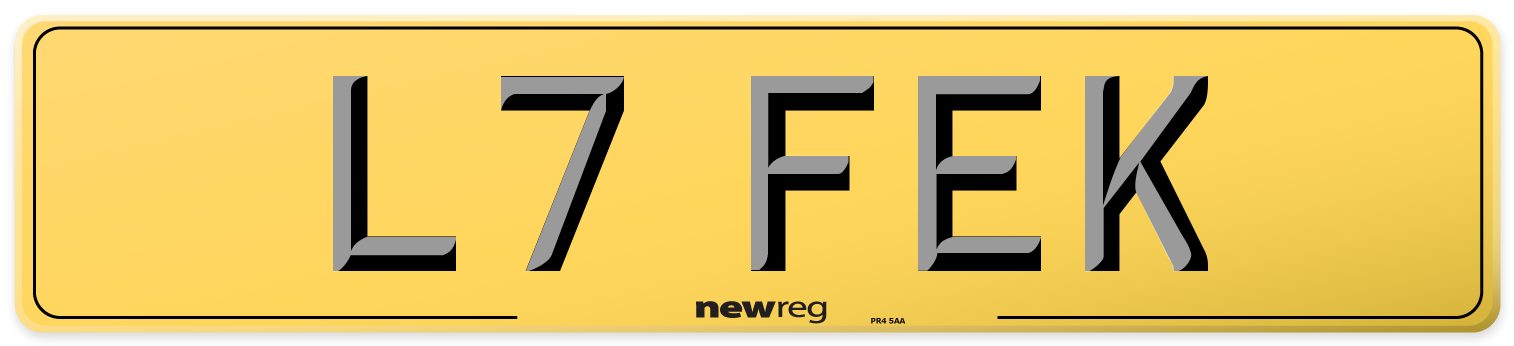 L7 FEK Rear Number Plate