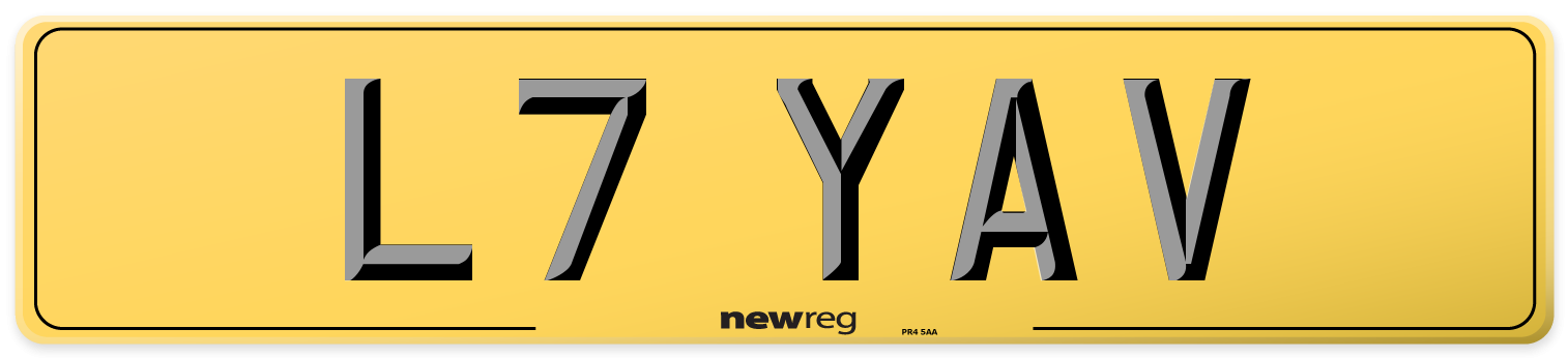 L7 YAV Rear Number Plate