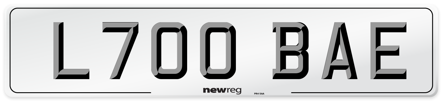 L700 BAE Front Number Plate