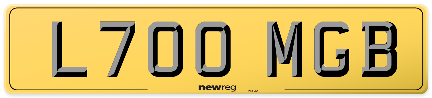 L700 MGB Rear Number Plate