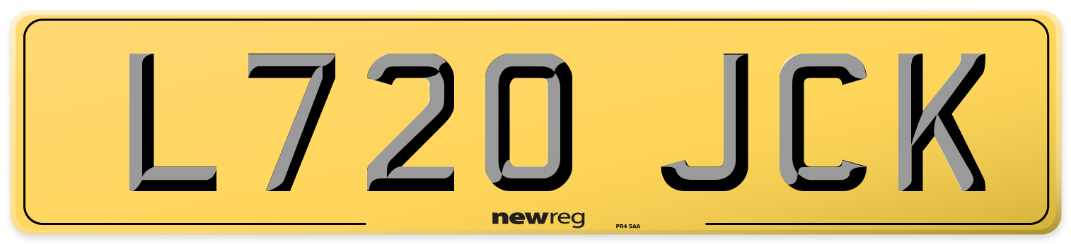L720 JCK Rear Number Plate