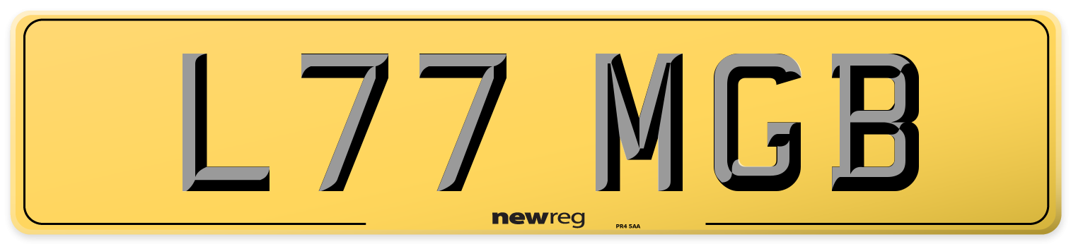 L77 MGB Rear Number Plate