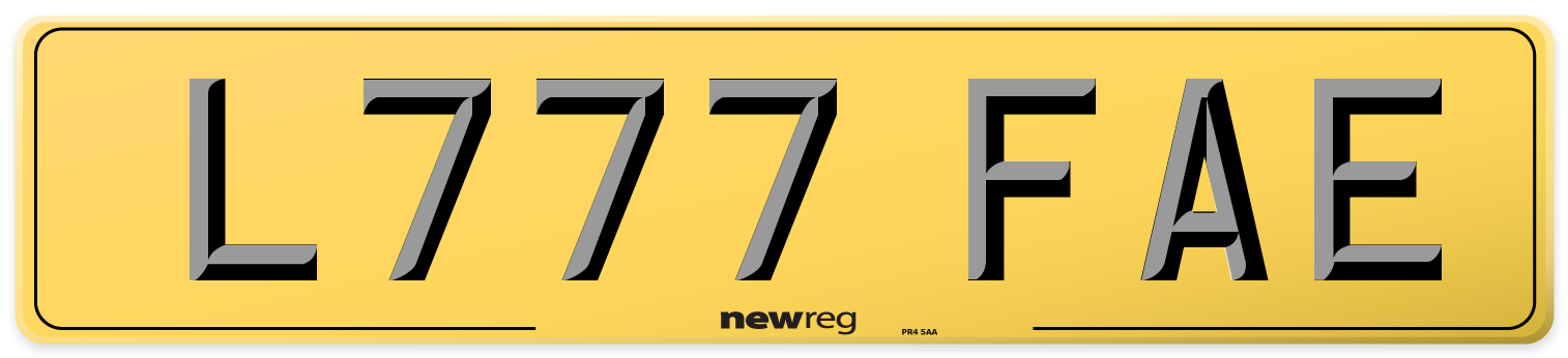 L777 FAE Rear Number Plate