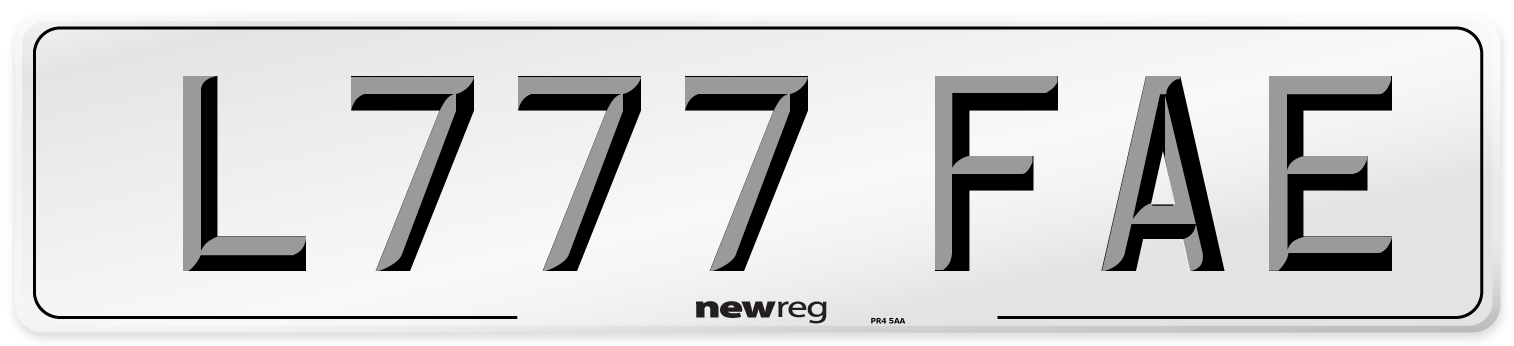 L777 FAE Front Number Plate