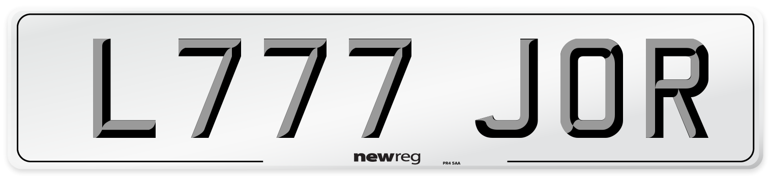 L777 JOR Front Number Plate