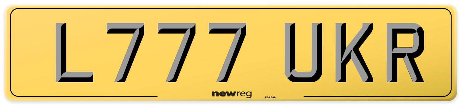 L777 UKR Rear Number Plate