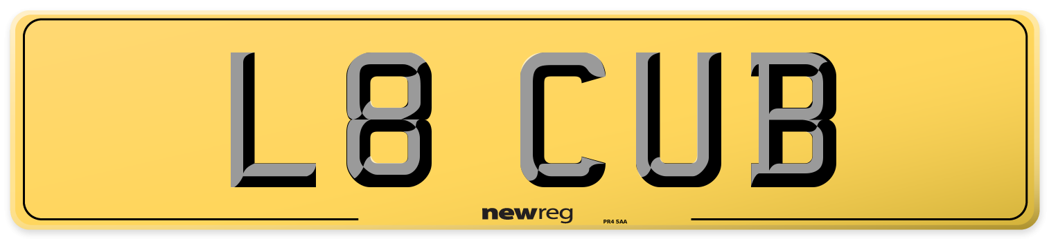 L8 CUB Rear Number Plate