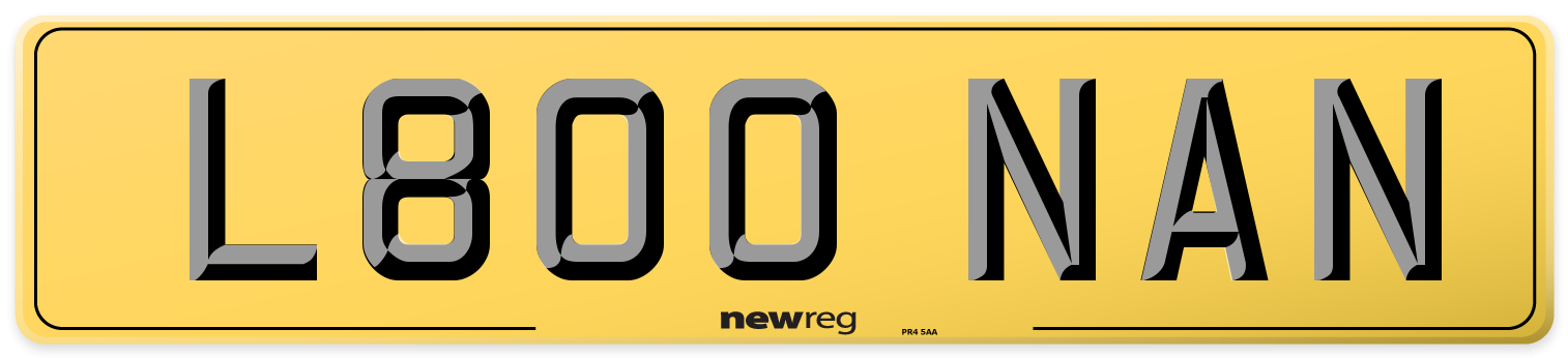 L800 NAN Rear Number Plate
