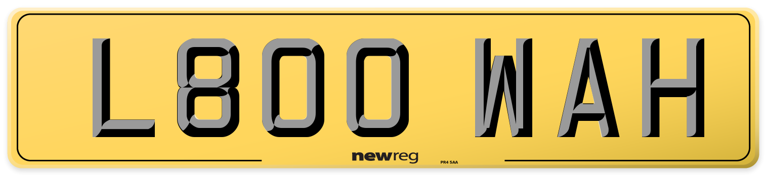 L800 WAH Rear Number Plate