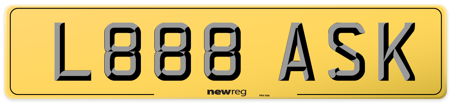 L888 ASK Rear Number Plate