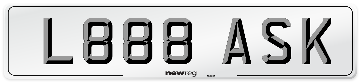 L888 ASK Front Number Plate