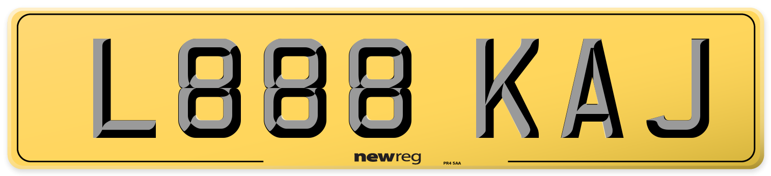 L888 KAJ Rear Number Plate