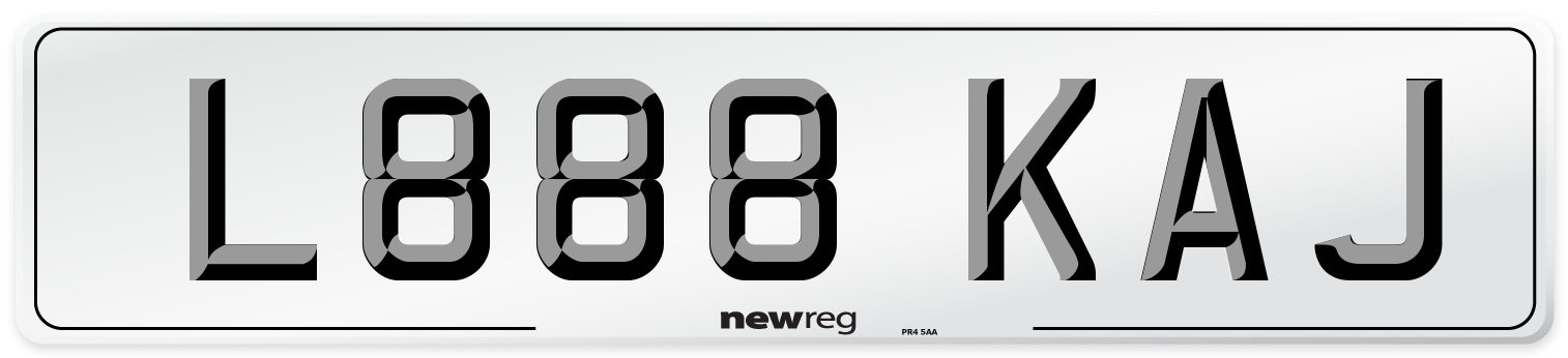 L888 KAJ Front Number Plate