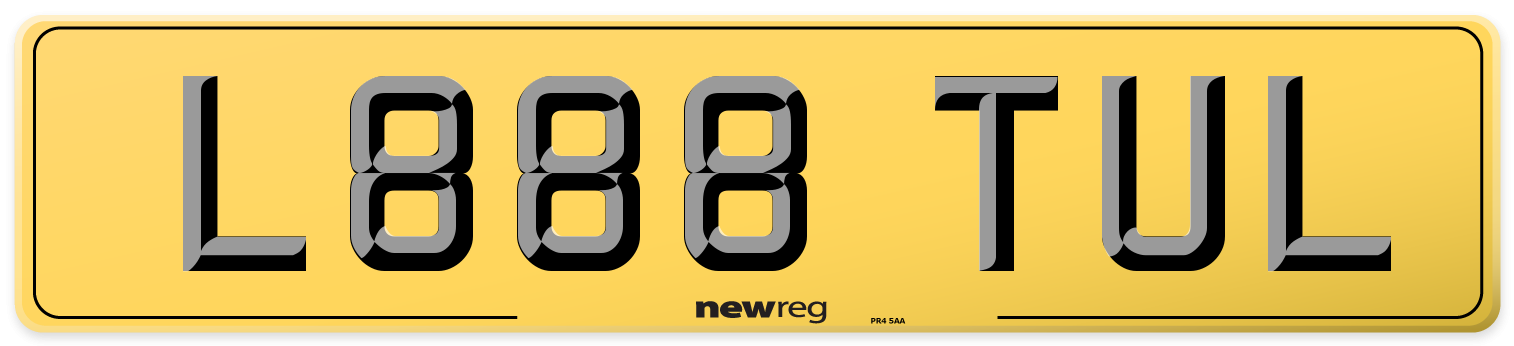 L888 TUL Rear Number Plate