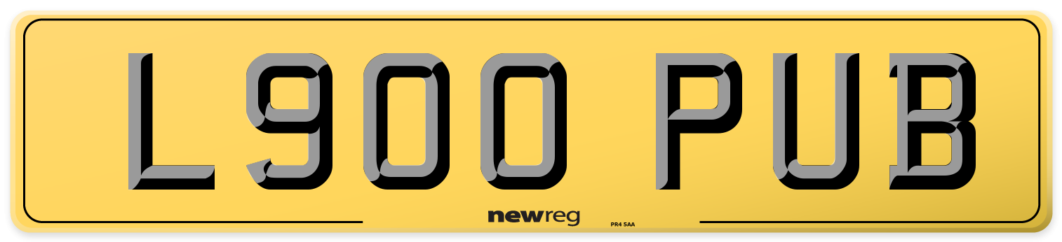 L900 PUB Rear Number Plate