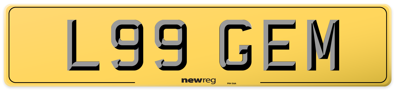 L99 GEM Rear Number Plate
