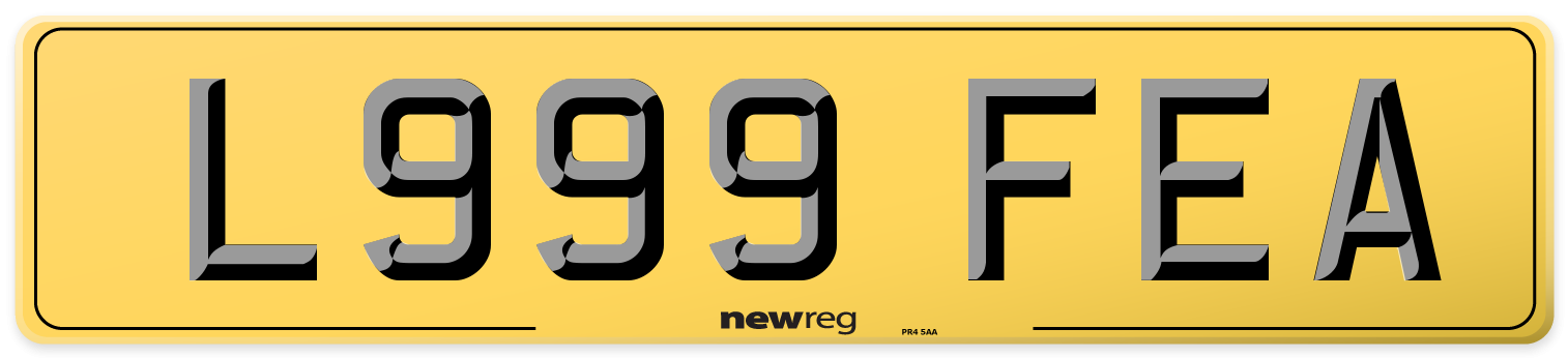 L999 FEA Rear Number Plate