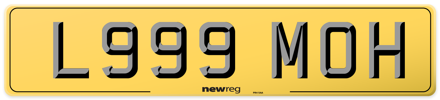 L999 MOH Rear Number Plate