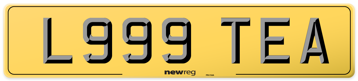 L999 TEA Rear Number Plate