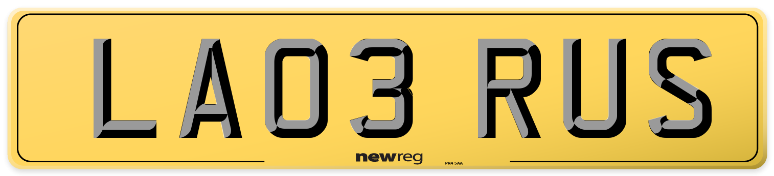 LA03 RUS Rear Number Plate