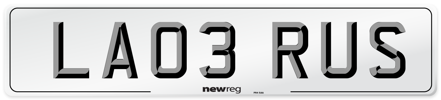 LA03 RUS Front Number Plate