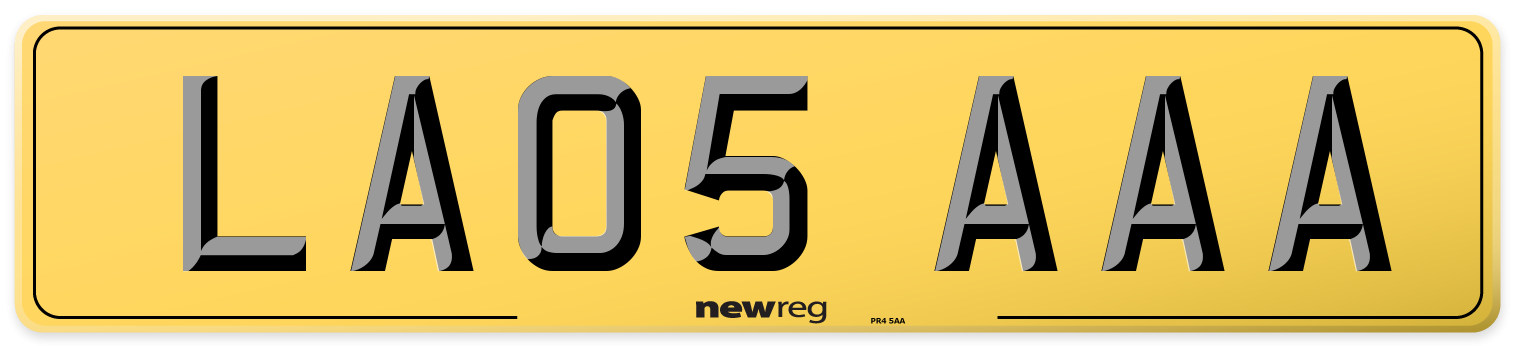 LA05 AAA Rear Number Plate