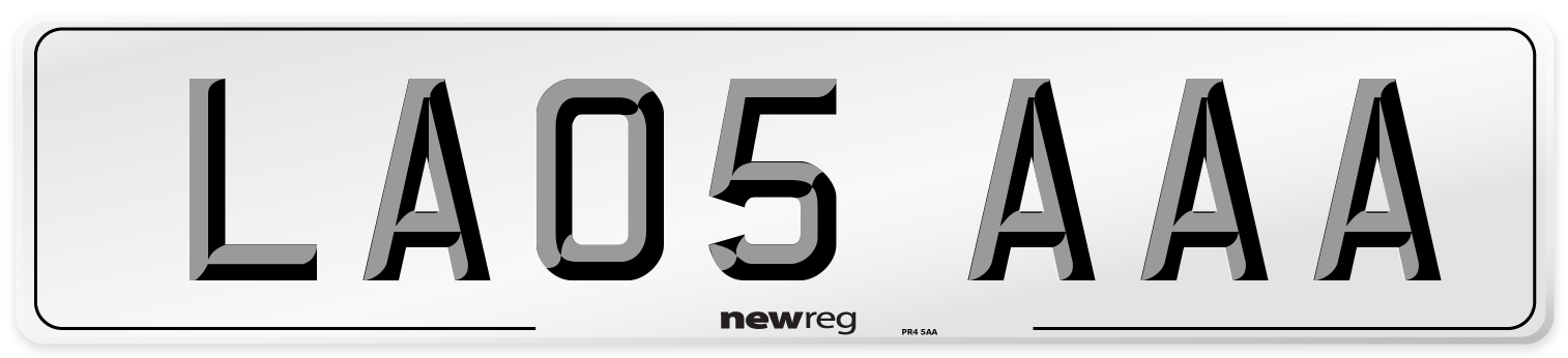 LA05 AAA Front Number Plate