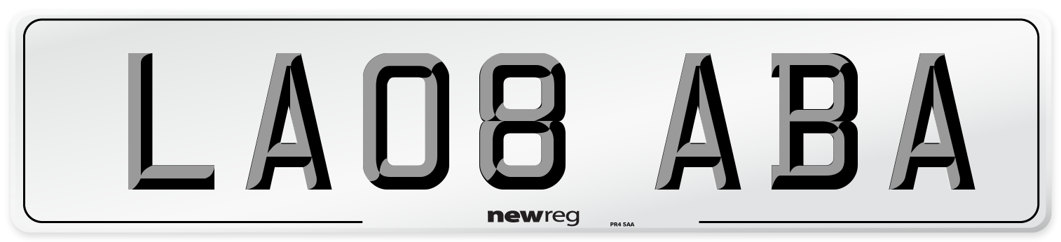 LA08 ABA Front Number Plate