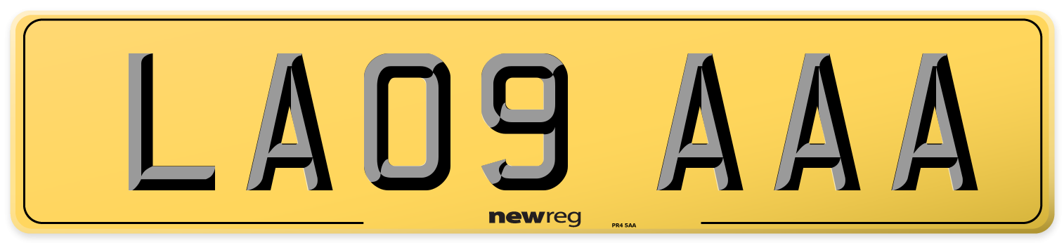 LA09 AAA Rear Number Plate