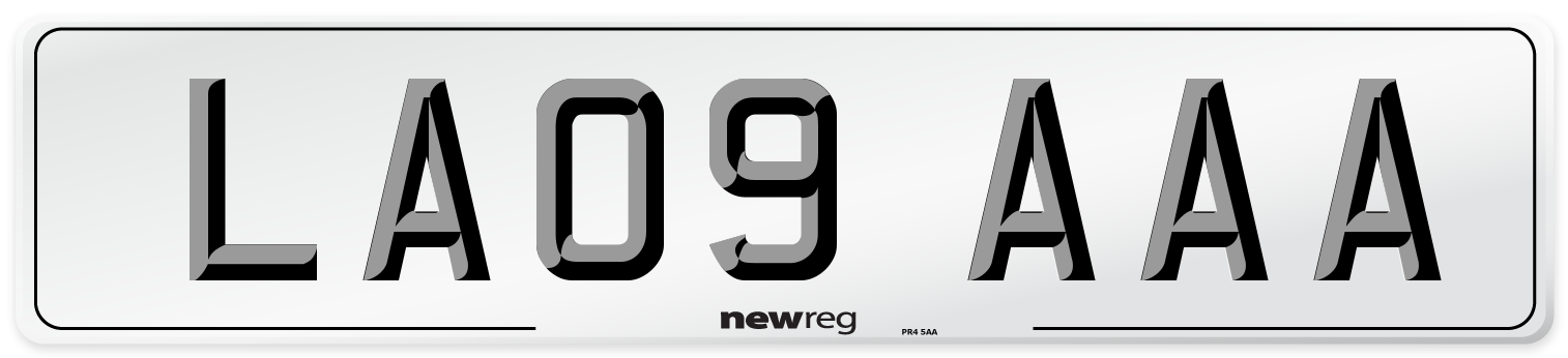 LA09 AAA Front Number Plate