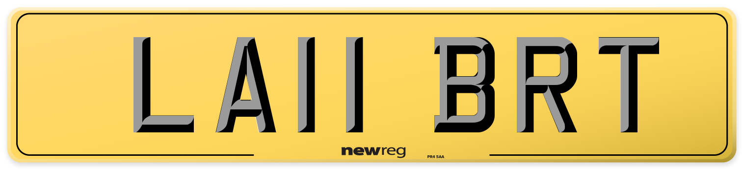 LA11 BRT Rear Number Plate