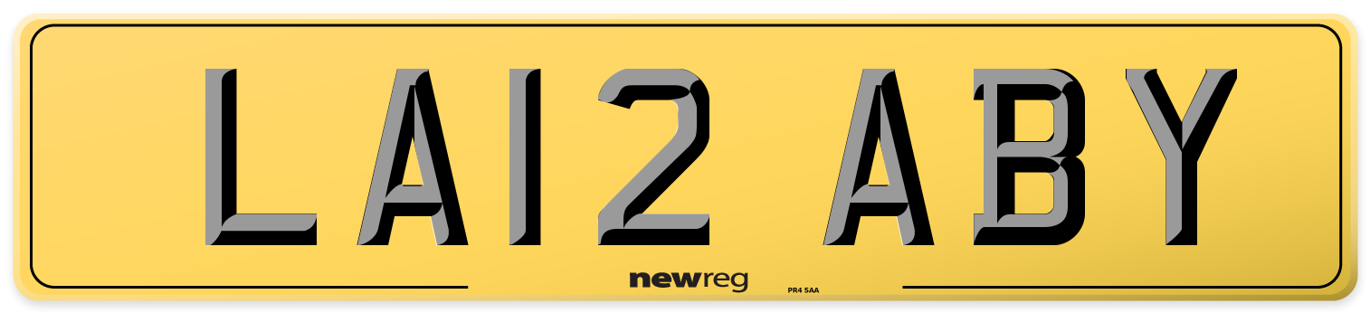 LA12 ABY Rear Number Plate