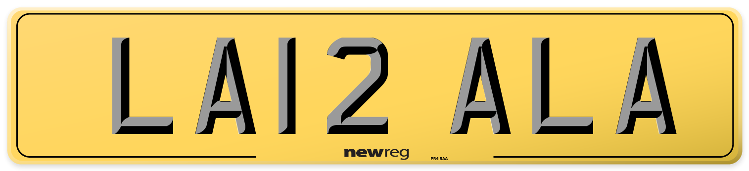 LA12 ALA Rear Number Plate